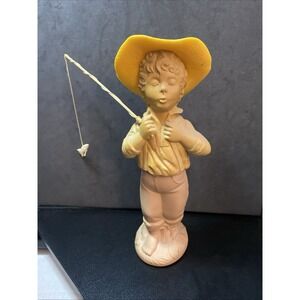 VINTAGE Avon Catch A Fish Boy Fishing Cologne Glass Decor Bottle C3